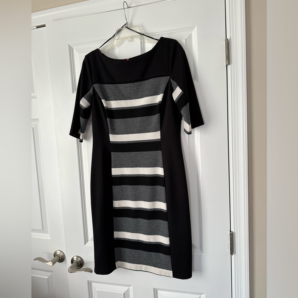 Lovely Black, white and gray stripe knit dress